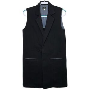 AG Adriano Goldschmied Vest Gilet Womens Small Black Longline Pockets Preppy NEW